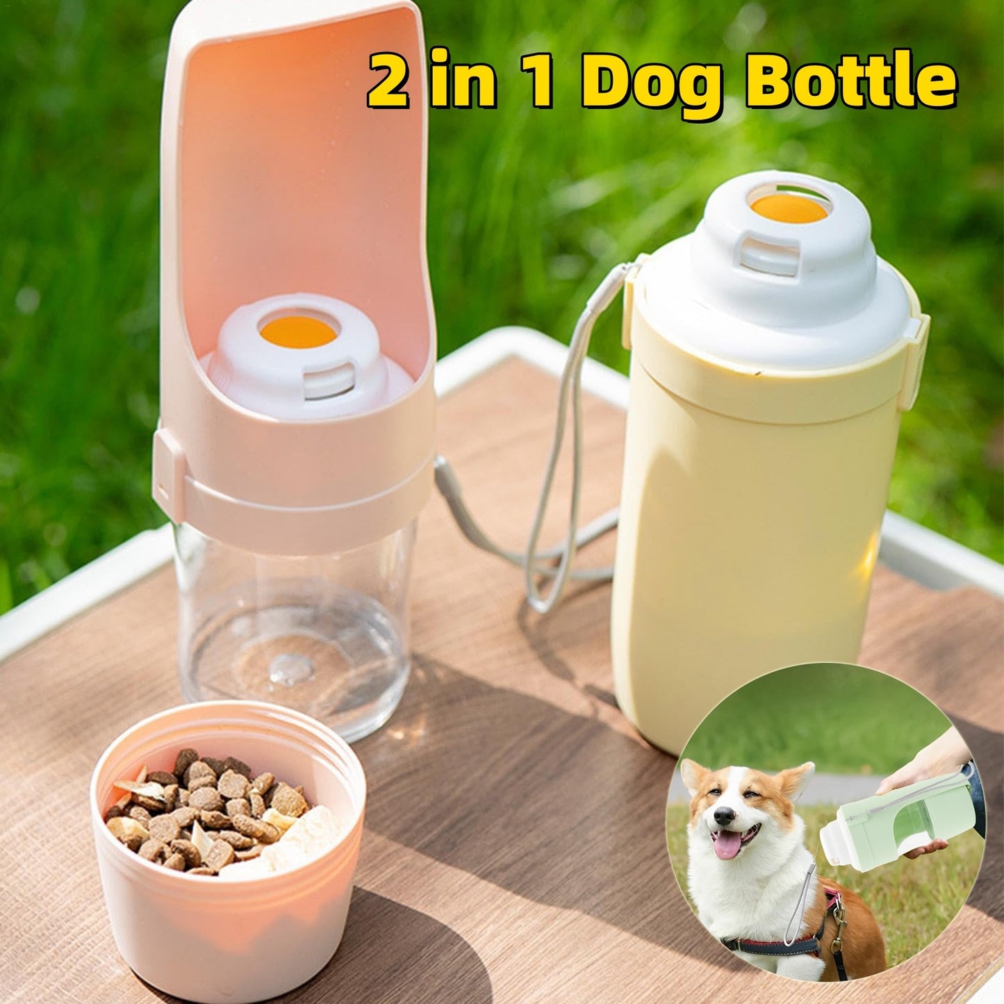 2 In 1 Travel Dog Water Bottle Pet Water Dispenser Feeder Drinking Feeder Dog Outing Water Feeder Pets Outdoor Portable Cup Pet Products