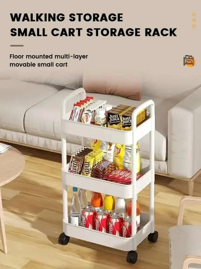 3/4 Tier Mobile Storage Rack Trolley Organizer With Wheels Plastic  Kitchen Organizers Household Cart Mobile Trolley Bookshelf