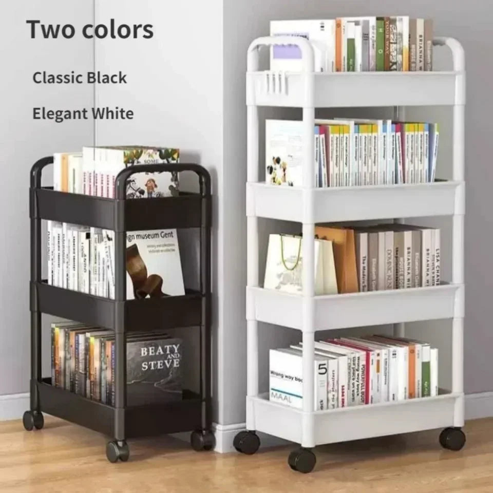 3/4 Tier Mobile Storage Rack Trolley Organizer With Wheels Plastic  Kitchen Organizers Household Cart Mobile Trolley Bookshelf